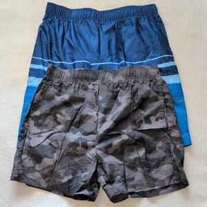 NWT Open Trails Mens Large Swim Trunks 2-Pack Camo & Blue